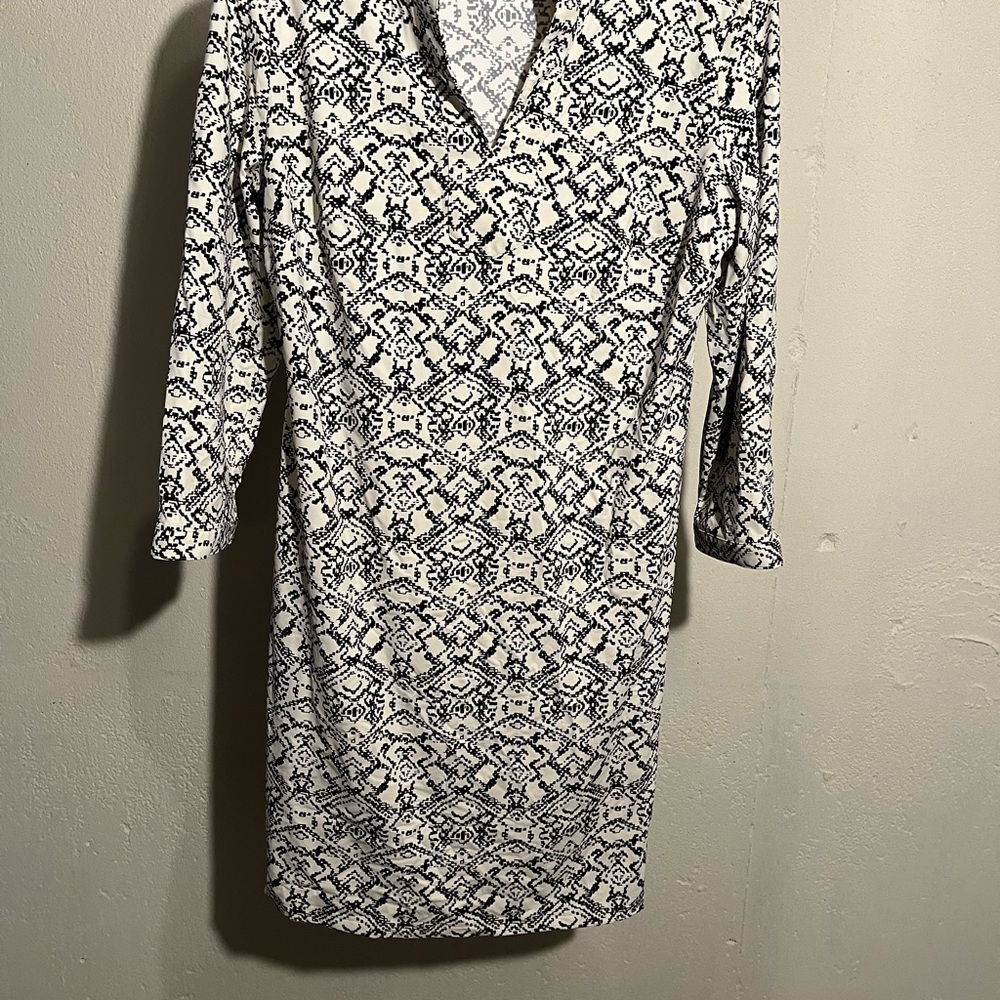 Elegant Black and White Patterned Dress by Ellie Kai